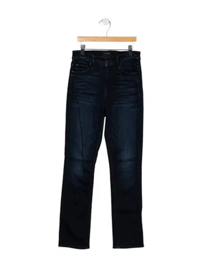 Pre-owned Mother High-rise Straight Leg Jeans In Blue