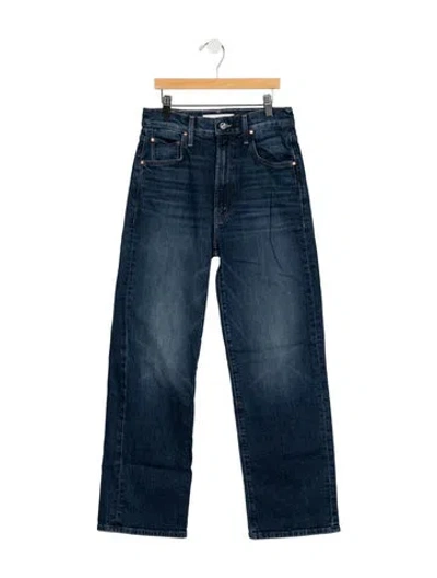 Pre-owned Mother High-rise Straight Leg Jeans In Blue