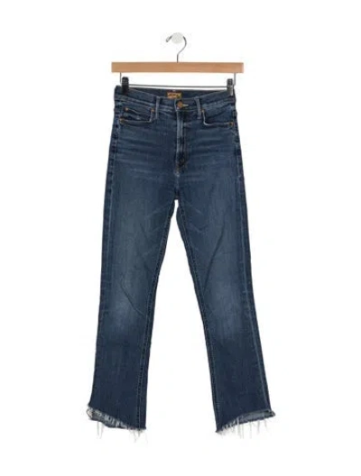 Pre-owned Mother High-rise Straight Leg Jeans In Blue