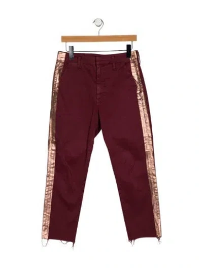 Pre-owned Mother High-rise Straight Leg Jeans In Brown