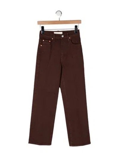 Pre-owned Mother High-rise Straight Leg Jeans In Brown