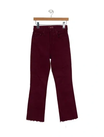 Pre-owned Mother High-rise Straight Leg Jeans In Burgundy