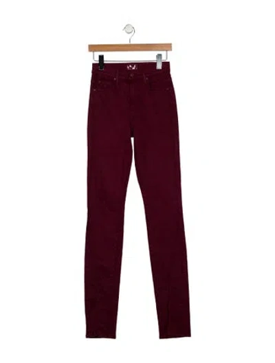 Pre-owned Mother High-rise Straight Leg Jeans In Burgundy