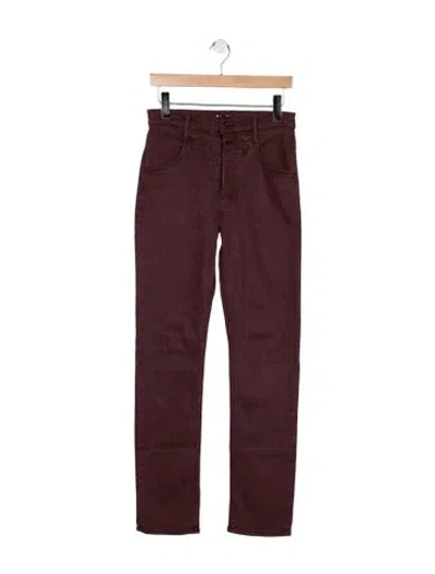 Pre-owned Mother High-rise Straight Leg Jeans In Burgundy