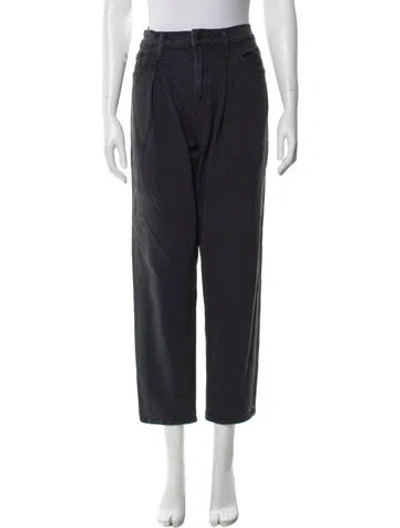 Pre-owned Mother High-rise Straight Leg Jeans In Gray