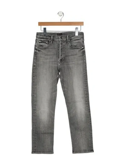 Pre-owned Mother High-rise Straight Leg Jeans In Gray