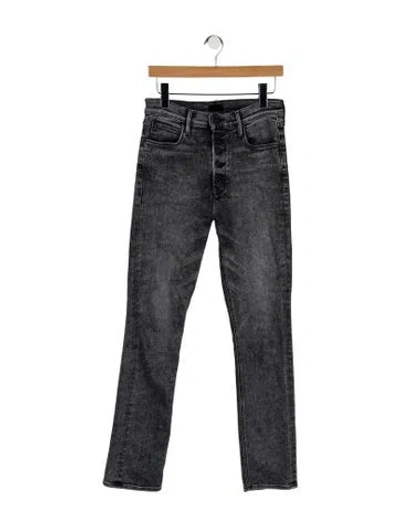 Pre-owned Mother High-rise Straight Leg Jeans In Gray