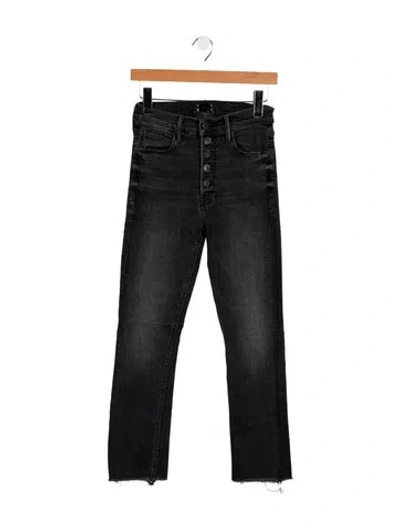 Pre-owned Mother High-rise Straight Leg Jeans In Gray