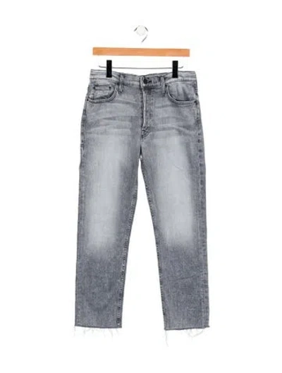 Pre-owned Mother High-rise Straight Leg Jeans In Gray