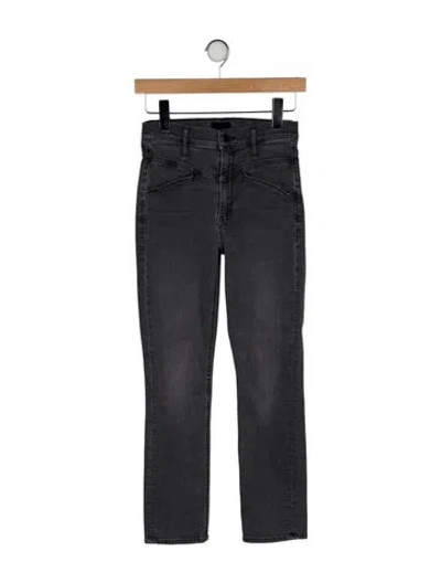 Pre-owned Mother High-rise Straight Leg Jeans In Gray