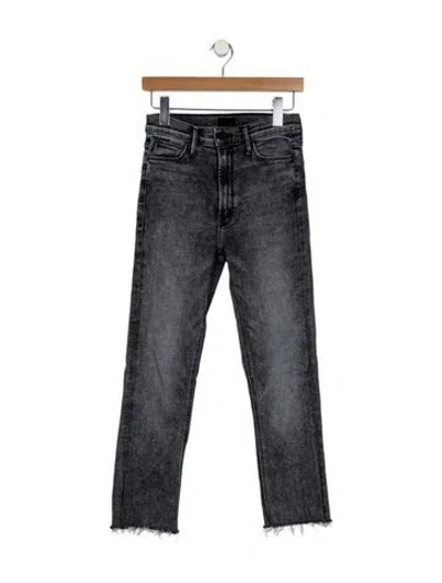 Pre-owned Mother High-rise Straight Leg Jeans In Gray