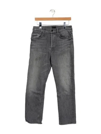 Pre-owned Mother High-rise Straight Leg Jeans In Gray