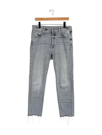 Pre-owned Mother High-rise Straight Leg Jeans In Gray