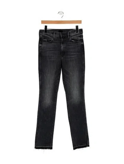 Pre-owned Mother High-rise Straight Leg Jeans In Gray