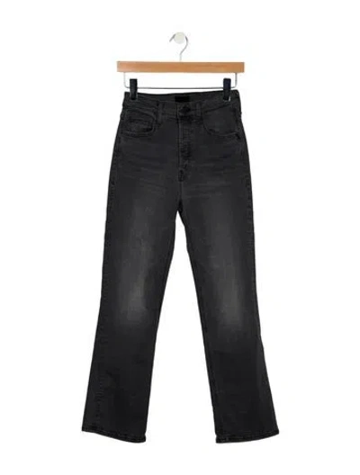 Pre-owned Mother High-rise Straight Leg Jeans In Gray