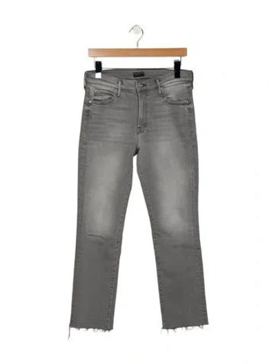 Pre-owned Mother High-rise Straight Leg Jeans In Gray