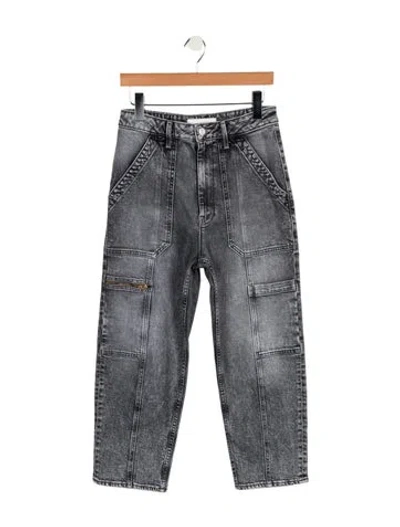 Pre-owned Mother High-rise Straight Leg Jeans In Gray
