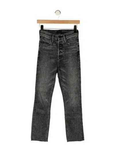 Pre-owned Mother High-rise Straight Leg Jeans In Gray