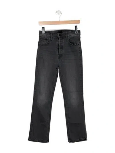Pre-owned Mother High-rise Straight Leg Jeans In Gray