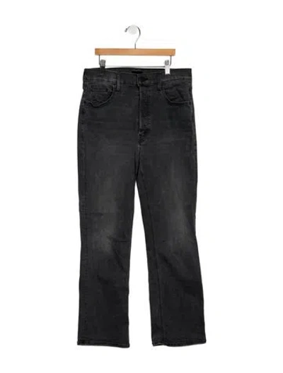 Pre-owned Mother High-rise Straight Leg Jeans In Gray
