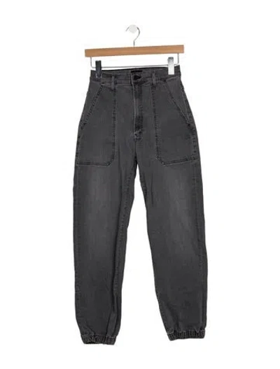Pre-owned Mother High-rise Straight Leg Jeans In Gray