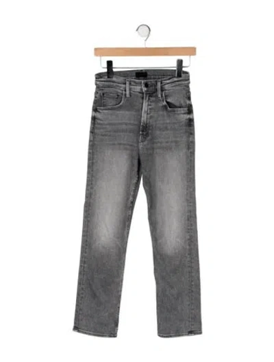 Pre-owned Mother High-rise Straight Leg Jeans In Gray