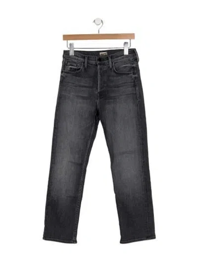 Pre-owned Mother High-rise Straight Leg Jeans In Gray