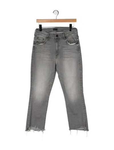 Pre-owned Mother High-rise Straight Leg Jeans In Gray