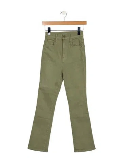 Pre-owned Mother High-rise Straight Leg Jeans In Green