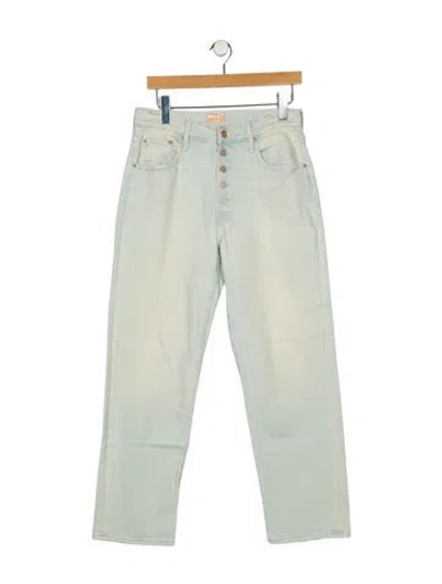 Pre-owned Mother High-rise Straight Leg Jeans In Green