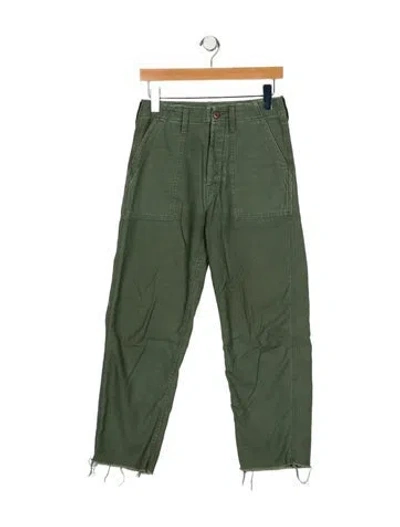 Pre-owned Mother High-rise Straight Leg Jeans In Green