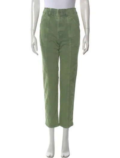 Pre-owned Mother High-rise Straight Leg Jeans In Green