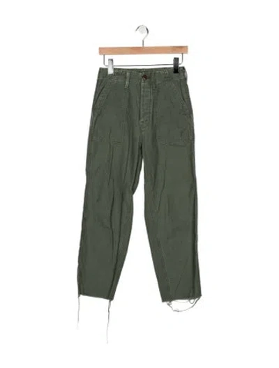 Pre-owned Mother High-rise Straight Leg Jeans In Green