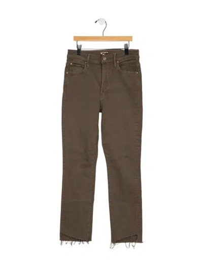 Pre-owned Mother High-rise Straight Leg Jeans In Green