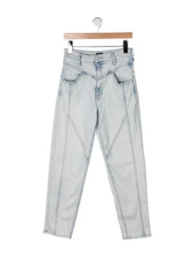 Pre-owned Mother High-rise Straight Leg Jeans In Green