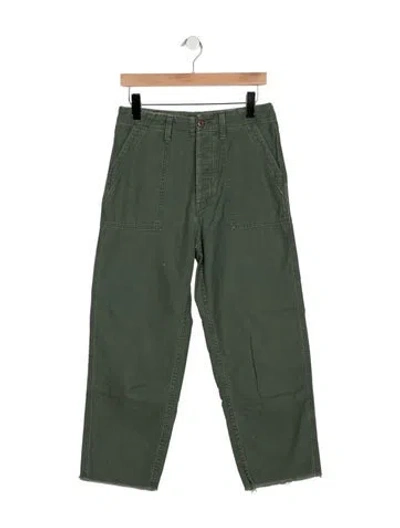 Pre-owned Mother High-rise Straight Leg Jeans In Green