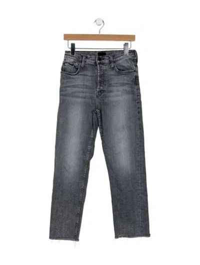 Pre-owned Mother High-rise Straight Leg Jeans In Grey
