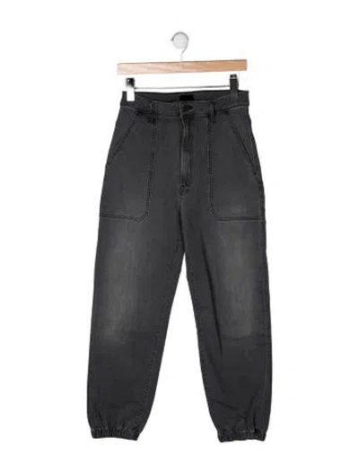 Pre-owned Mother High-rise Straight Leg Jeans In Grey