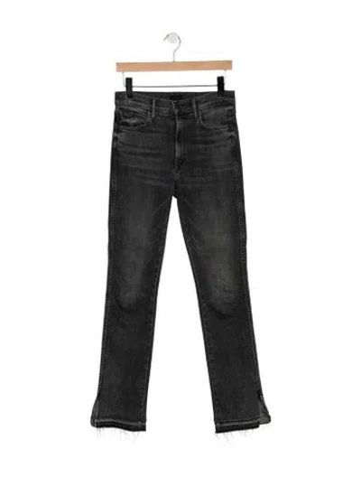 Pre-owned Mother High-rise Straight Leg Jeans In Grey