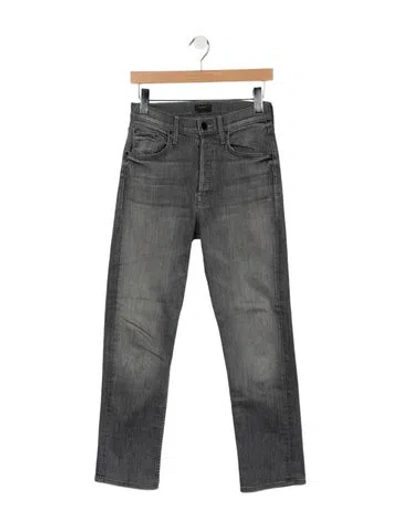 Pre-owned Mother High-rise Straight Leg Jeans In Grey