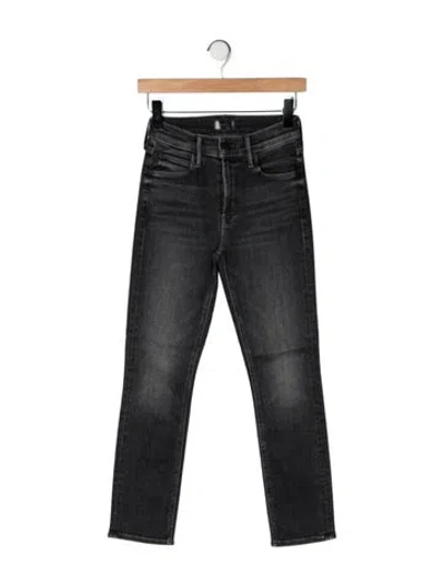 Pre-owned Mother High-rise Straight Leg Jeans In Grey