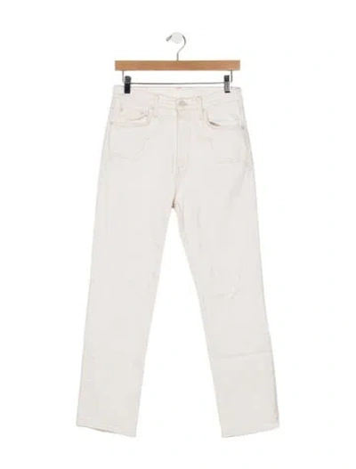 Pre-owned Mother High-rise Straight Leg Jeans In Neutrals