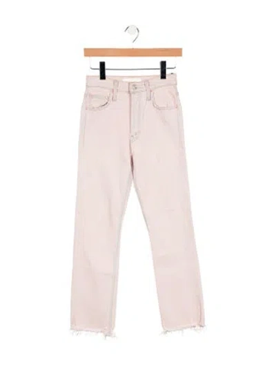 Pre-owned Mother High-rise Straight Leg Jeans In Pink