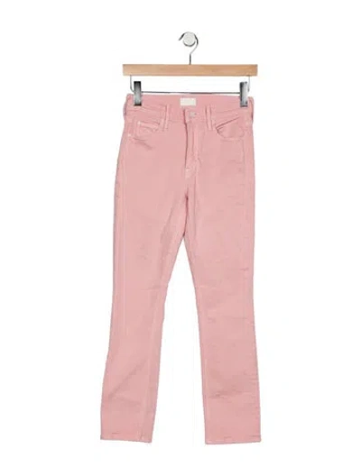 Pre-owned Mother High-rise Straight Leg Jeans In Pink