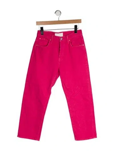 Pre-owned Mother High-rise Straight Leg Jeans In Red