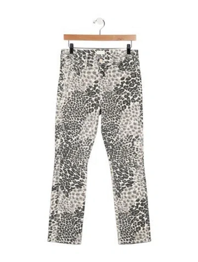 Pre-owned Mother High-rise Straight Leg Jeans In Silver