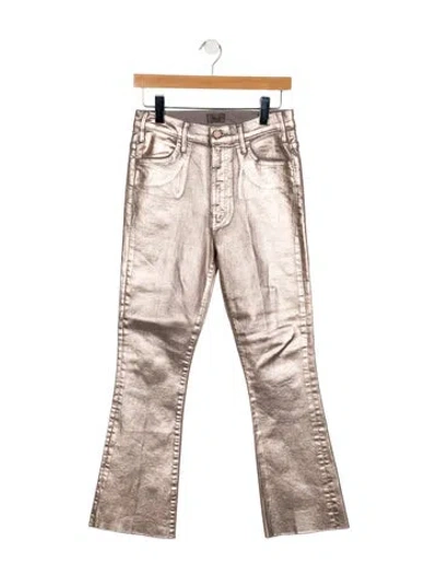 Pre-owned Mother High-rise Straight Leg Jeans In Silver