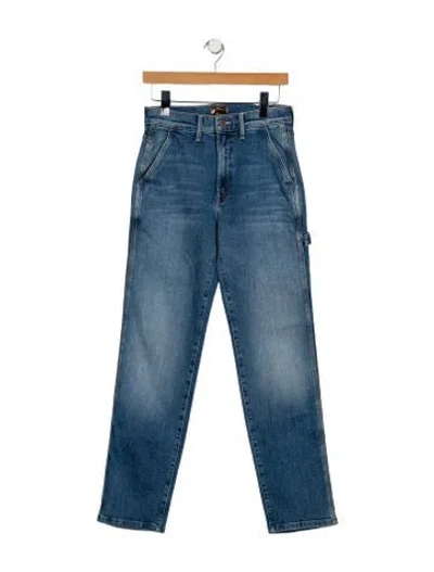 Pre-owned Mother High-rise Straight Leg Jeans W/ Tags In Blue