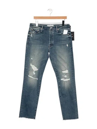 Pre-owned Mother High-rise Straight Leg Jeans W/ Tags In Blue