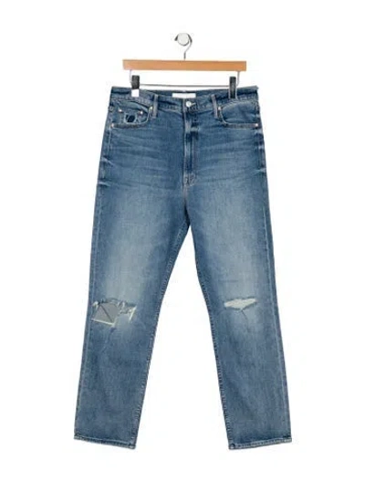 Pre-owned Mother High-rise Straight Leg Jeans W/ Tags In Blue